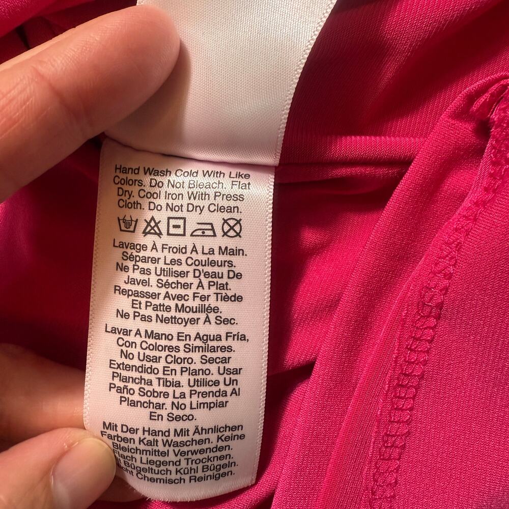 DONNA KARAN Barbie‑Pink Faux Wrap Dress With Matte Gold Buckle No Size Maybe XS - Picture 14 of 16